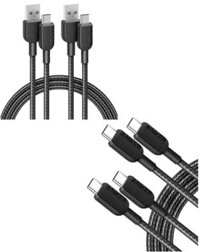 Cáp Anker USB C 310 sang USB C (6ft, 2 Gói), (60W/3A) Cáp Sạc USB C Nhanh & Cáp Sạc Anker USB C [2 Pack, 6ft] Cáp Sạc 310 USB A sang Type C Nhanh, USB Nylon