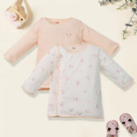 Cặp áo sơ sinh cài giữa tay dài CF I0420007 (Hồng cam)