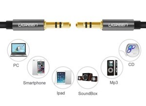 Cáp Audio 3.5mm dây tròn mạ vàng 24K Chính hãng Ugreen 10734