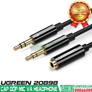 Cáp Audio 3.5mm ra 2 đầu 3.5mm 1 loa 1 Mic Ugreen 20898