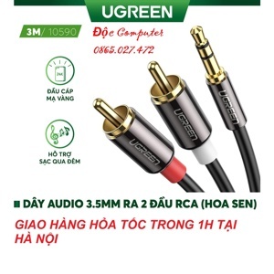 Cáp audio 3.5mm ra 2 đầu RCA dài 3 mét UGREEN UG-10590