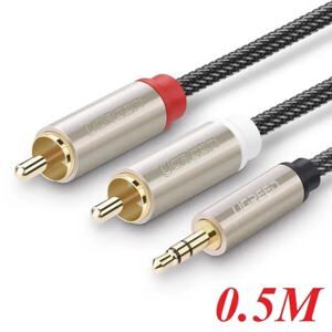 Cáp Audio 3.5mm To 2 RCA 0.5m Ugreen 20820 Mạ Vàng
