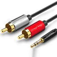 Cáp Audio 3.5mm to 2 RCA - Dây âm thanh 1 đầu 3,5mm ra 2 đầu AV hoa sen Veggieg 1.5M