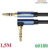 Cáp audio âm thanh AUX 3.5mm bện Nylon bẻ góc 90 độ dài 1,5M Ugreen 60180 cao cấp (Blue)