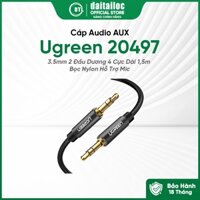 Cáp Audio AUX 3.5mm 2 Đầu Dương 4 Cực Dài 1,5m Bọc Nylon Hỗ Trợ Mic Ugreen 20497 - Hàng Chính Hãng