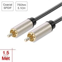 Cáp Audio đồng trục kỹ thuật số Coaxial/SPDIF 5.1CH 75Ohm 1.5 mét UGREEN 20737 - Truyền tín hiệu âm thanh kỹ thuật số 5.1CH cho DVD/DAC/Amplifier/TV.v.v.