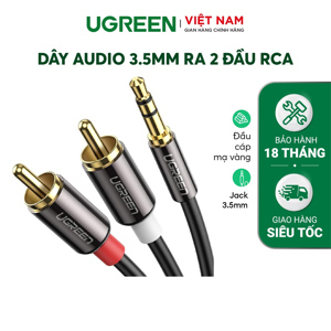 Cáp Audio Ugreen 10591 - 3.5mm ra 2 đầu hoa sen, dài 5m