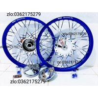 CẶP BÁNH CĂM XE WAVE ,DREAM TRƯỚC SAU ĐÙM NIỀN NHÔM DALE .BAN ZAI .SOLUTE .SH THÁI MÀU XANH KÈM  MÁ VỚI A