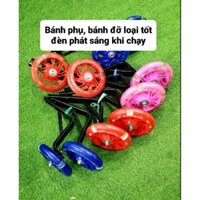 Cặp bánh phụ, bánh đỡ xe đạp trẻ em loại tốt có đèn, đủ size đủ màu