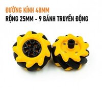 Cặp bánh xe Mecanum màu đen viền vàng đường kính 48mm - TaKa DiY