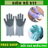 Cặp Bao Tay Rửa Chén Silicone Vệ Sinh Nhà Cửa Đa Năng Kiểu 2021