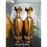 Cặp Bình Gỗ Cẩm Thị Xanh (mun hoa) cao 29cm -Decor -Trang Trí