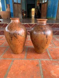 Cặp Bình Lu Gôm Đất Nung Màu Vỏ Điều