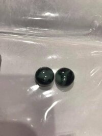 CẶP BÔNG TAI HẠT TRÒN  MÀU ĐEN XANH TRẮNG VÂN  ĐÁ CẨM THẠCH TỰ NHIÊN 10,8MM