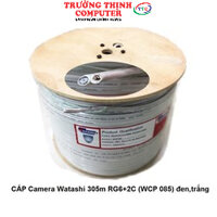 CÁP CAMERA BNC RG6 100M WCP 084 Watashi RG6+2C MÀU TRẮNG ĐEN