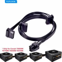 Cáp cấp nguồn GPU PCIe 6Pin đến 3 IDE Molex 4Pin cho Corsair TX850M TX750M TX650M TX550M TX-M Series Bán mô-đun PSU 18AWG