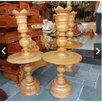 Cặp chân đèn cầy gỗ gõ tự nhiên cao 30cm