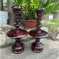 Cặp chân đèn cầy gỗ tràm tự nhiên vẽ vân siêu đẹp màu nâu đậm- Nhiều size