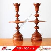 Cặp chân đèn, chân nến thờ bằng gỗ hương cao 50cm, hàng bền đẹp theo thời gian