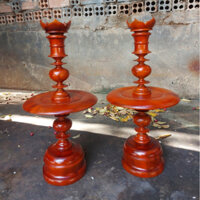 Cặp chân đèn nến,chân đèn cầy gỗ tràm nhiều kích thước 7YH luồn được dây điện