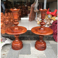 Cặp chân đèn thờ, chân nến gỗ hương đá cao cấp vân gỗ đẹp tự nhiên - Nhiều kích cỡ (2 cái)