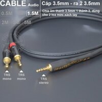 Cáp chia 3.5 1 stereo ra 2 TRS mono cho 2 loa mini - DIY 3.5mm audio splitter cable 1 to 2 - 1.5 Mét