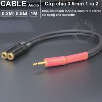 Cáp chia 3.5mm mono 1 thành 2 stereo cho đài cassette DIY 0.2 đến 1 mét - 3.5mm mono audio splitter 1 to 2 stereo
