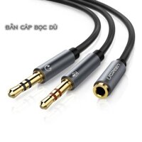 Cáp Chia Âm Thanh UGREEN 20899 2 Dương 3.5MM Ra 1 Âm 3.5MM Mic&Tai Nghe [Chính Hãng] Phiên Bản Mới Bọc Dù