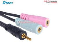 Cáp chia Audio 3.5mm ra một cổng Mic và một cổng ra Loa Dtech DT-6237. Hàng chính hãng