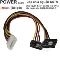 Cáp chia nguồn IDE 4pin ra 2 SATA HDD SSD DVD-R 20Cm kiểu bẻ góc - 4 pin IDE x2 SATA power cable