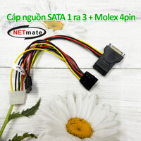 Cáp chia nguồn SATA 1 ra 3 + IDE 4Pin Molex cấp nguồn cho ổ cứng, Sound Card máy tính PC, công nghiệp máy đồng bộ Server