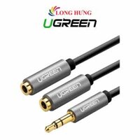 Cáp chuyển AV 3.5mm sang 2 đầu tai nghe Ugreen Audio Splitter Cable with Braid 20cm AV123 - Hàng chính hãng - Xám