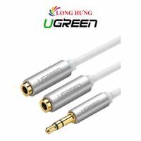 Cáp chuyển AV 3.5mm sang 2 đầu tai nghe Ugreen Audio Splitter Cable with Braid 20cm AV123 - Hàng chính hãng - Bạc