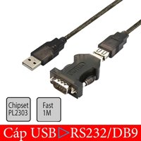 Cáp chuyển+ Đầu chuyển  USB sang Serial COM port RS232 DB9 UNITEK Y-109 0.5 mét có thể tách thành đầu chuyển (Màu đen) [bonus]