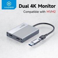 Cáp chuyển – đầu chuyển Hagibis USB-C/USB 3.0 to Dual HDMI-Compatible 4K Display Adapter Compatible with Apple M1 M2 Windows Mac DisplayLink DL6950 Chip