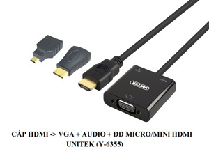 Cáp chuyển đổi HDMI sang Cổng VGA + Audio Unitek 3 in 1 Y6355