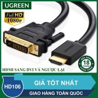 Cáp chuyển đổi HDMI sang DVI hỗ trợ Full HD băng thông 10.2Gbps - Hdmi to Dvi chính hãng Ugreen HD106