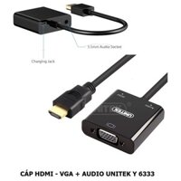 Cáp chuyển đổi HDMI sang VGA audio Unitek Y6333 - 1080P, Cắm và Chạy