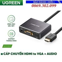 Cáp chuyển đổi HDMI sang VGA tích hợp cổng quang Optical Analog SPDIF 5.1 và Audio 3.5mm dài 0.5m UGREEN 40282