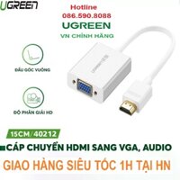 Cáp chuyển đổi HDMI sang VGA Ugreen 40212 hỗ trợ Audio, nguồn phụ cao cấp - Hàng chính hãng