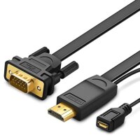 Cáp chuyển đổi HDMI sang VGA Full HD có trợ nguồn Dài 1.5M Màu Đen Dây Dẹt Ugreen GK40267MM101 Hàng chính hãng