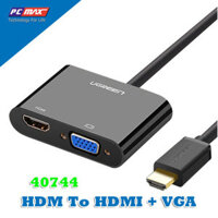 Cáp chuyển đổi HDMI sang HDMI/VGA + Audio 3.5mm Ugreen 40744 Nguồn Micro USB