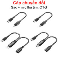 Cáp chuyển đổi hỗ trợ sạc và kết nối mic thu âm không dây với điện thoại OTG