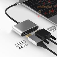 Cáp ChuyểN ĐổI Malcom USB C Sang HDMI + VGA 2 Trong 1 2 Trong 1 Cho ĐiệN ThoạI / Laptop 4K 30HZ 1080P