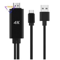 Cáp chuyển đổi màu đen có nguồn USB cho điện thoại được kết nối với TV máy chiếu