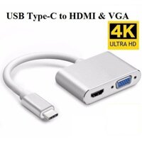 CÁP CHUYỂN ĐỔI từ USB TYPE C sang HDMI + VGA , USB type C ( Thunderbolt 3 ) sang HDMI 4K + VGA - BẢO HÀNH 02 THÁNG