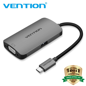 Cáp chuyển đổi Type-C sang VGA  1 cổng USB 3.0  Type-C PD hàng chính hãng Vention CGJHA