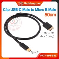 Cáp chuyển đổi Type C sang Micro BM 0.5M gắn ổ cứng di động HDD Box 2.5 3.5 đầu đọc thẻ 3.0 vào máy tính laptop macbook