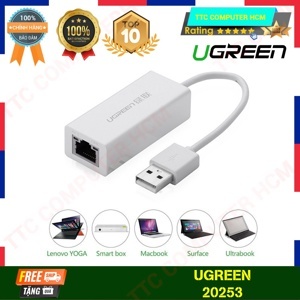 Cáp chuyển đổi USB 2.0 to LAN chính hãng Ugreen UG-20254