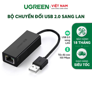 Cáp chuyển đổi USB 2.0 to LAN chính hãng Ugreen UG-20254